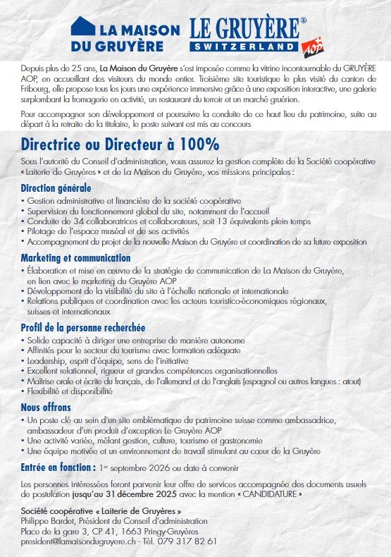 Emploi Directrice ou Directeur